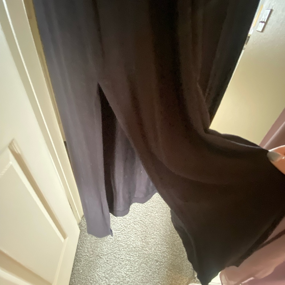 Black Maxi Dress with Side Slit/ Short Sleeve